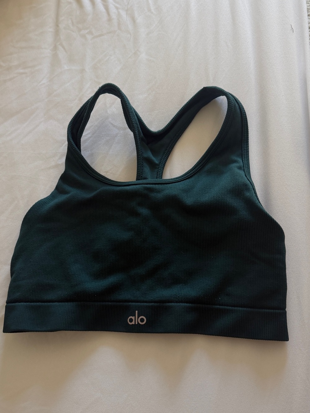 ALO Yoga Forest Green Racerback Sports Bra